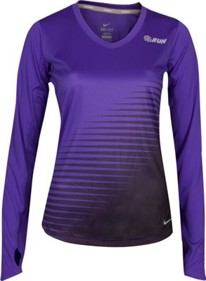 Nike Running SUBLIMATED DAMEN LAUFSHIRT LANG, Running Shirt langarm LILA