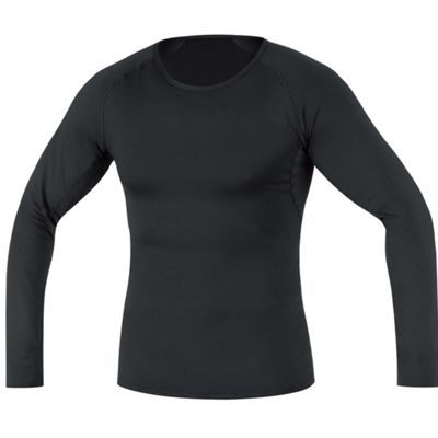 GORE RUNNING WEAR ESSENTIAL BASELAYER WINDSTOPPER HERREN LAUFSHIRT LANG SCHWARZ