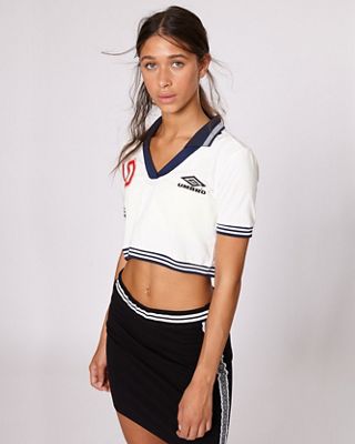 Umbro Cropped Stripe - Women Polos (UZ2WS1811 W/R/N)