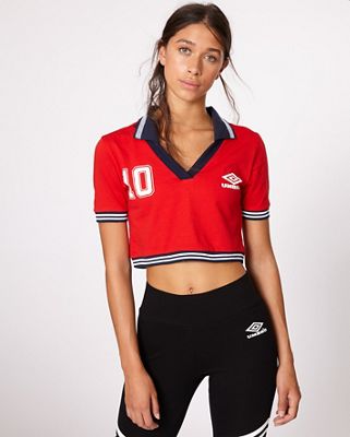 Umbro Cropped Stripe - Women Polos (UZ2WS1811 R/N/W)