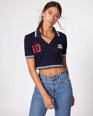 Umbro Cropped Stripe - Women Polos (UZ2WS1811 N/W/R)