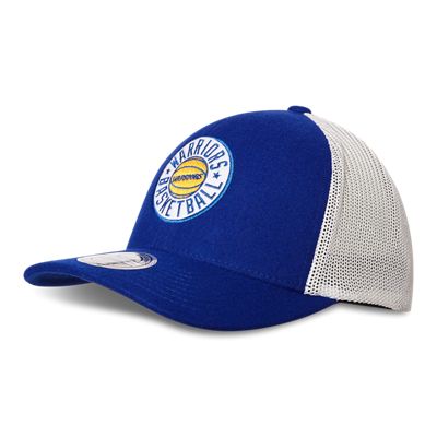 Mitchell and Ness Golden State Warriors Patch Snapback - Unisex Caps (MN-HWC-INTL240-GOLWAR-BLU-OS)