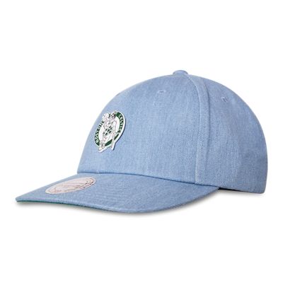 Mitchell and Ness Boston Celtics Denim Pin Strapback - Unisex Caps (MN-HWC-INTL241-BOSCEL-DEN-OS)